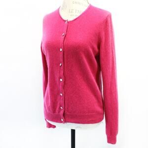 Peck & Peck 2-ply Cashmere Pink Sweater Cardigan Button Studs Cozy Preppy XL
